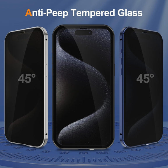 For iPhone 16 Plus Anti-peeping Magnetic Double-sided Tempered Glass Phone Case(Silver)