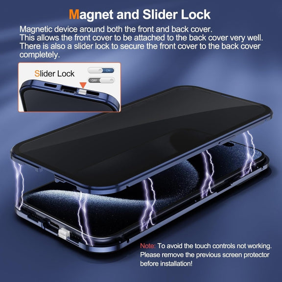 For iPhone 16 Pro Max Anti-peeping Magnetic Double-sided Tempered Glass Phone Case(Gold)