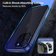 For iPhone 16 Plus Anti-peeping Magnetic Double-sided Tempered Glass Phone Case(Blue)