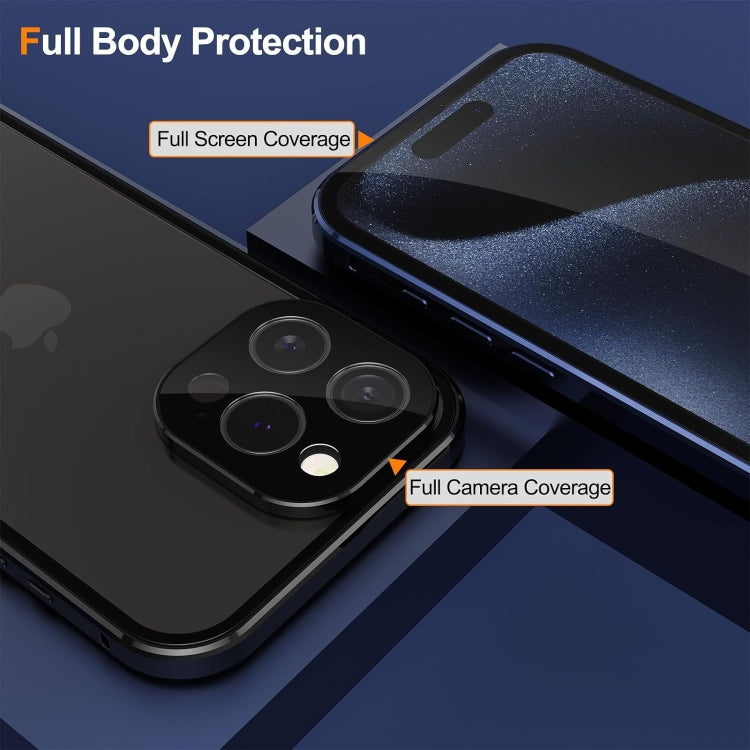 For iPhone 16 Anti-peeping Magnetic Double-sided Tempered Glass Phone Case(Gold)