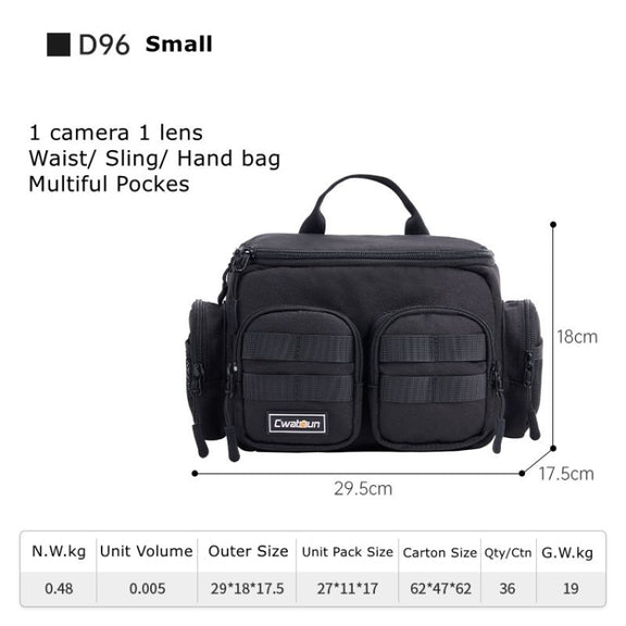 Cwatcun D96 Waist Camera Bag Sling Shoulder Camera Bag, Size:29.5 x 17.5 x 18cm(Black)