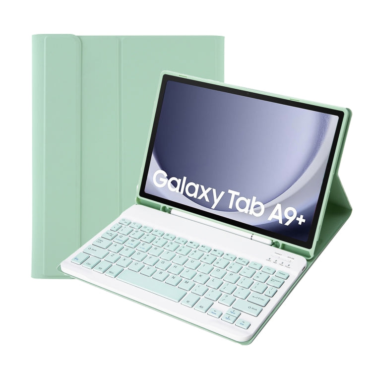 For Samsung Galaxy Tab A9+ X210/X215/X215 A09B Candy Color TPU Bluetooth Keyboard Leather Tablet Case with Pen Holder(Light Green) - Samsung Keyboard by PMC TechLife | Online Shopping South Africa | PMC TechLife