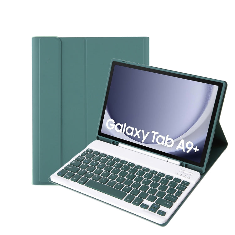 For Samsung Galaxy Tab A9+ X210/X215/X215 A09B Candy Color TPU Bluetooth Keyboard Leather Tablet Case with Pen Holder(Dark Green) - Samsung Keyboard by PMC TechLife | Online Shopping South Africa | PMC TechLife