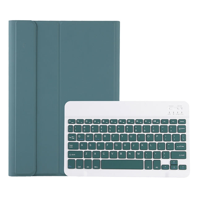 For Samsung Galaxy Tab A9+ X210/X215/X215 A09B Candy Color TPU Bluetooth Keyboard Leather Tablet Case with Pen Holder(Dark Green)