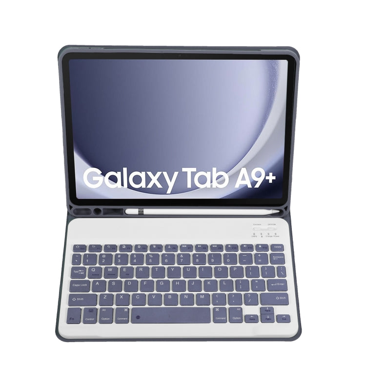 For Samsung Galaxy Tab A9+ X210/X215/X215 A09B Candy Color TPU Bluetooth Keyboard Leather Tablet Case with Pen Holder(Purple) - Samsung Keyboard by PMC TechLife | Online Shopping South Africa | PMC TechLife