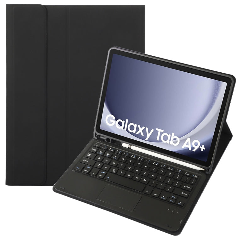For Samsung Galaxy Tab A9+ X210/X215/X215 A09B-A Candy Color TPU Touch Bluetooth Keyboard Leather Tablet Case with Pen Holder(Black) - Samsung Keyboard by PMC TechLife | Online Shopping South Africa | PMC TechLife | Buy Now Pay Later Mobicred
