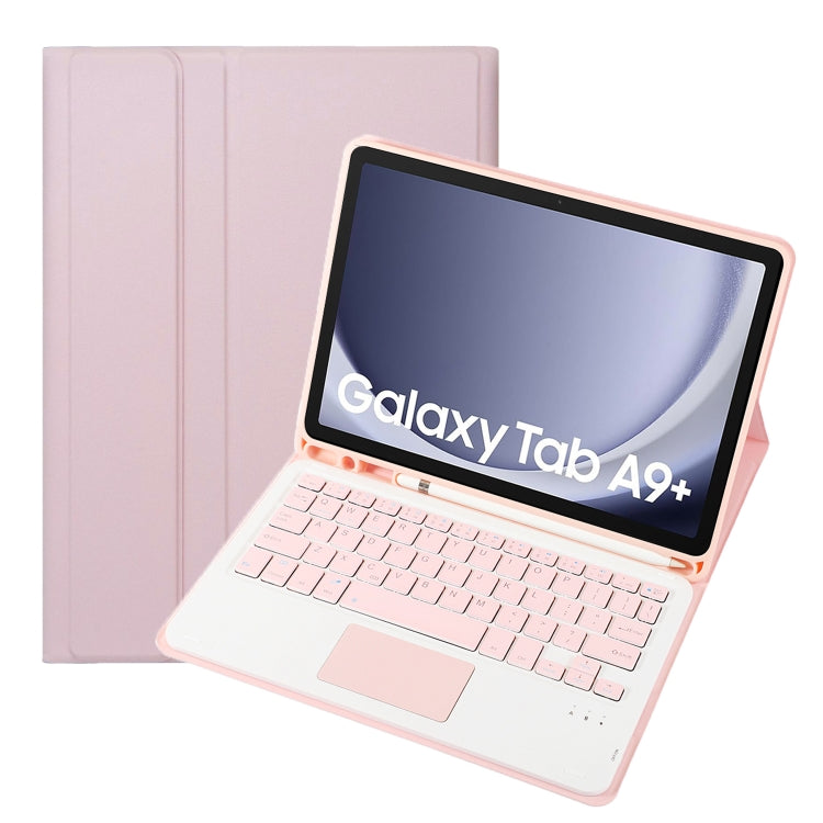 For Samsung Galaxy Tab A9+ X210/X215/X215 A09B-A Candy Color TPU Touch Bluetooth Keyboard Leather Tablet Case with Pen Holder(Pink) - Samsung Keyboard by PMC TechLife | Online Shopping South Africa | PMC TechLife