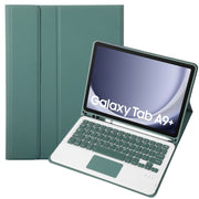 For Samsung Galaxy Tab A9+ X210/X215/X215 A09B-A Candy Color TPU Touch Bluetooth Keyboard Leather Tablet Case with Pen Holder(Dark Green)