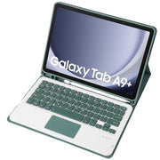 For Samsung Galaxy Tab A9+ X210/X215/X215 A09B-A Candy Color TPU Touch Bluetooth Keyboard Leather Tablet Case with Pen Holder(Dark Green)