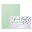 For Samsung Galaxy Tab A9+ X210/X215/X215 A09B-AS Candy Color Touch Backlight Bluetooth Keyboard Leather Tablet Case with Pen Holder(Light Green) - Samsung Keyboard by PMC TechLife | Online Shopping South Africa | PMC TechLife