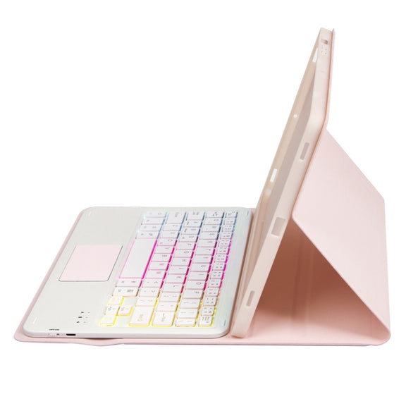 For Samsung Galaxy Tab A9+ X210/X215/X215 A09B-AS Candy Color Touch Backlight Bluetooth Keyboard Leather Tablet Case with Pen Holder(Pink)