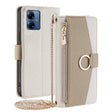 For Motorola Moto G14 Crossbody Litchi Texture Leather Phone Case(White) - Motorola Cases by PMC TechLife | Online Shopping South Africa | PMC TechLife | Buy Now Pay Later Mobicred