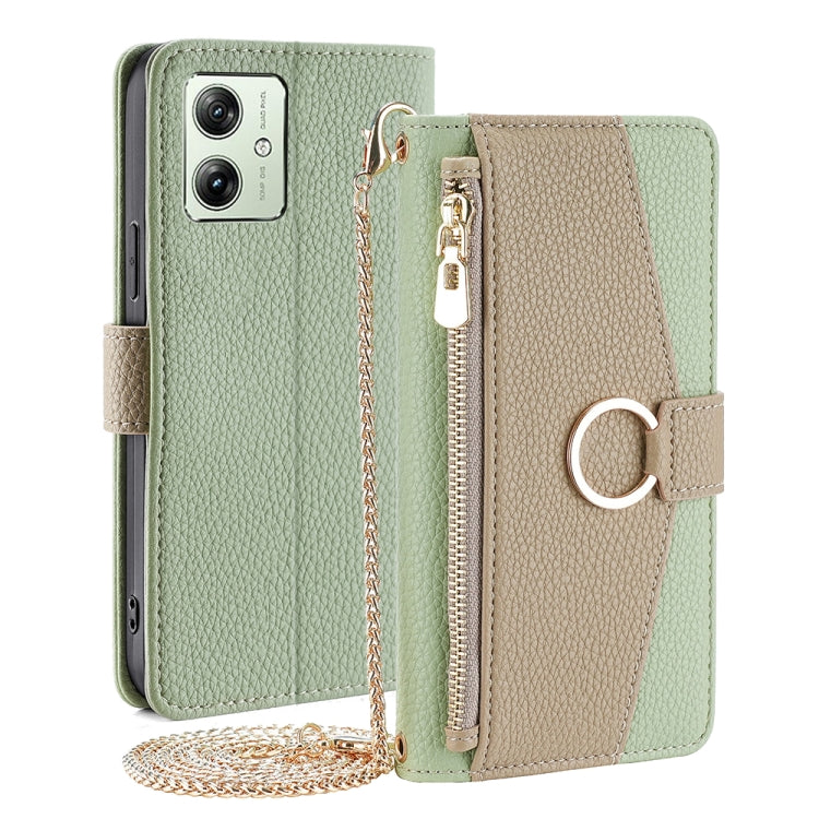 For Motorola Moto G54 5G EU Version Crossbody Litchi Texture Leather Phone Case(Green) - Motorola Cases by PMC TechLife | Online Shopping South Africa | PMC TechLife | Buy Now Pay Later Mobicred