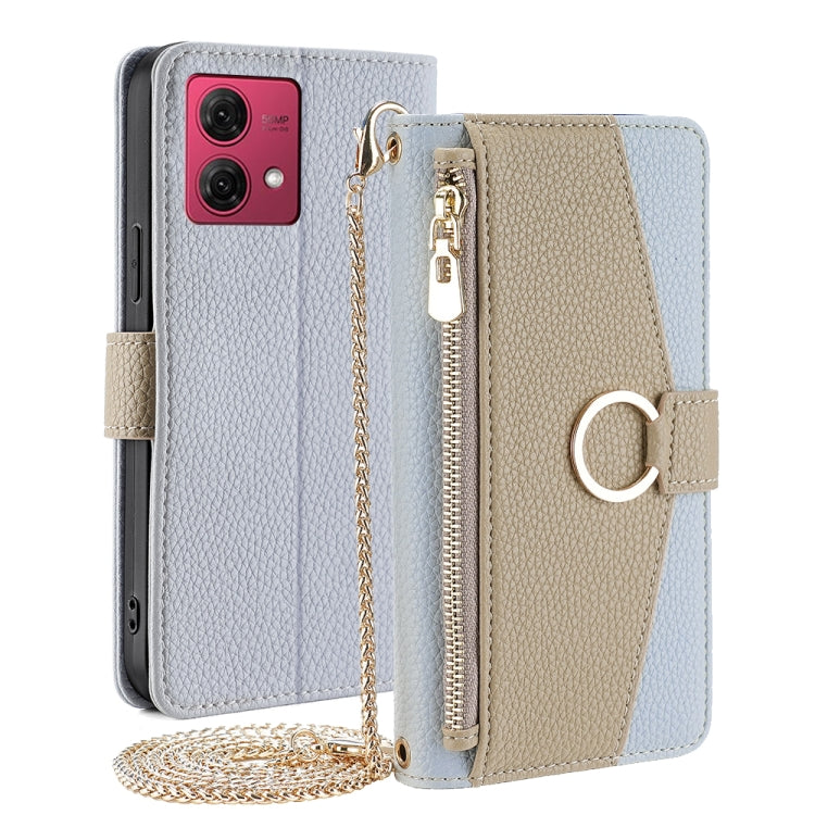 For Motorola Moto G84 5G Crossbody Litchi Texture Leather Phone Case(Blue) - Motorola Cases by PMC TechLife | Online Shopping South Africa | PMC TechLife | Buy Now Pay Later Mobicred