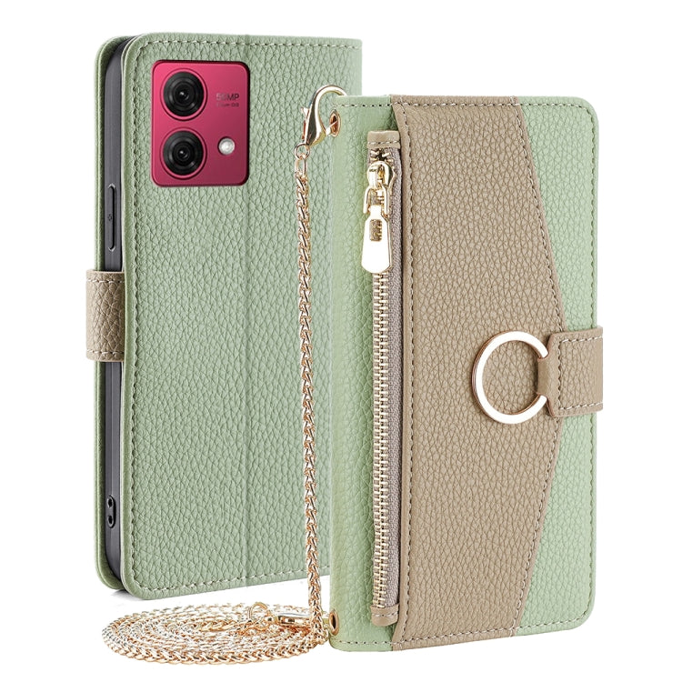 For Motorola Moto G84 5G Crossbody Litchi Texture Leather Phone Case(Green) - Motorola Cases by PMC TechLife | Online Shopping South Africa | PMC TechLife | Buy Now Pay Later Mobicred
