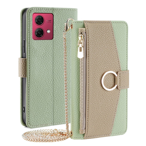 For Motorola Moto G84 5G Crossbody Litchi Texture Leather Phone Case(Green)