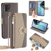 For Motorola Moto G72 4G Crossbody Litchi Texture Leather Phone Case(Grey)