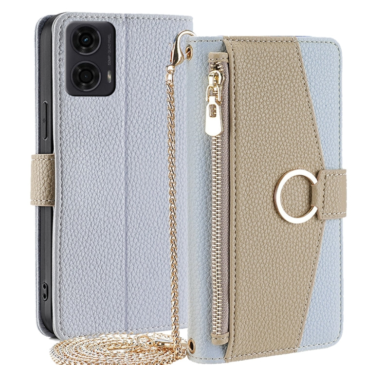 For Motorola Moto G24 4G Crossbody Litchi Texture Leather Phone Case(Blue) - Motorola Cases by PMC TechLife | Online Shopping South Africa | PMC TechLife | Buy Now Pay Later Mobicred