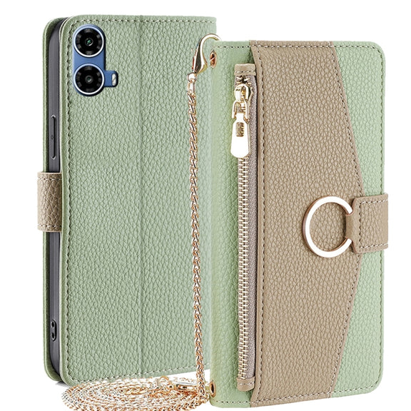 For Motorola Moto G34 5G Crossbody Litchi Texture Leather Phone Case(Green)