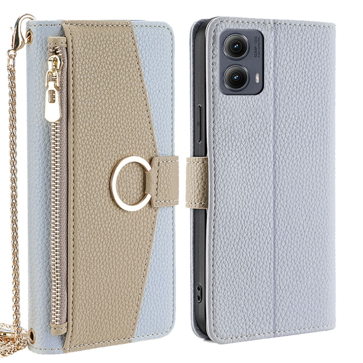 For Motorola Edge 5G 2024 Crossbody Litchi Texture Leather Phone Case(Blue) - Motorola Cases by PMC Jewellery | Online Shopping South Africa | PMC Jewellery | Buy Now Pay Later Mobicred