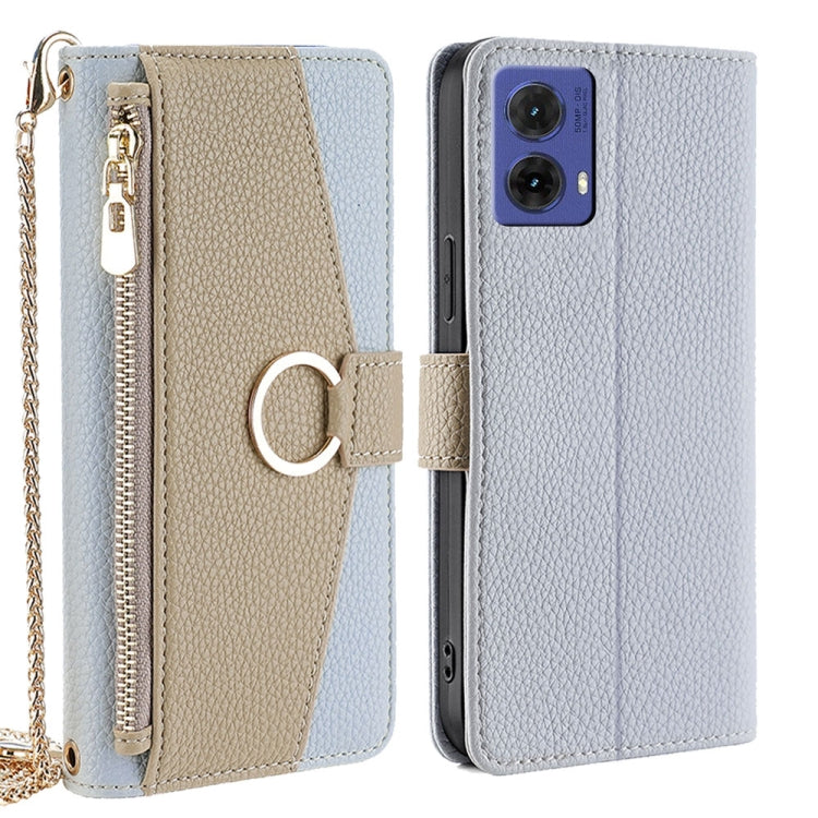 For Motorola Moto G85 5G Crossbody Litchi Texture Leather Phone Case(Blue) - Motorola Cases by PMC TechLife | Online Shopping South Africa | PMC TechLife | Buy Now Pay Later Mobicred