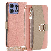 For Motorola Edge 50 Pro 5G Crossbody Litchi Texture Leather Phone Case(Pink)