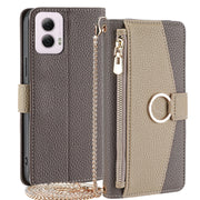 For Motorola Moto G Power 5G 2024 Crossbody Litchi Texture Leather Phone Case(Grey)