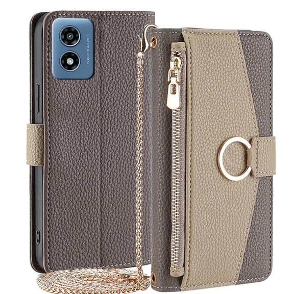 For Motorola Moto G 5G 2024 Crossbody Litchi Texture Leather Phone Case(Grey)