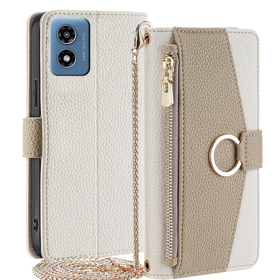 For Motorola Moto G 5G 2024 Crossbody Litchi Texture Leather Phone Case(White)