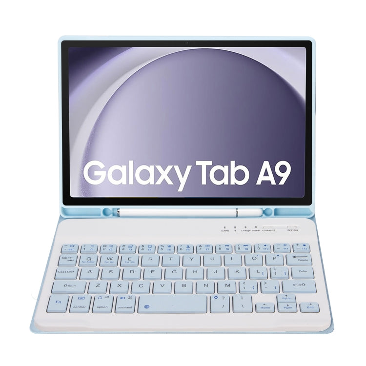 For Samsung Galaxy Tab A9 X110/X115 A221B Candy Color TPU Bluetooth Keyboard Leather Tablet Case with Pen Holder(Ice Blue) - free shipping - PMC TechLife - Order now!