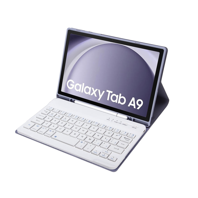 For Samsung Galaxy Tab A9 X110/X115 A221B Candy Color TPU Bluetooth Keyboard Leather Tablet Case with Pen Holder(Purple) - Samsung Keyboard by PMC TechLife | Online Shopping South Africa | PMC TechLife
