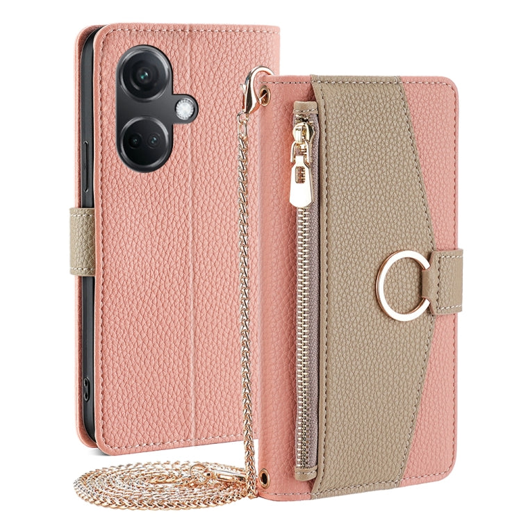 For OnePlus Nord CE3 5G Crossbody Litchi Texture Leather Phone Case(Pink) - OnePlus Cases by PMC TechLife | Online Shopping South Africa | PMC TechLife | Buy Now Pay Later Mobicred