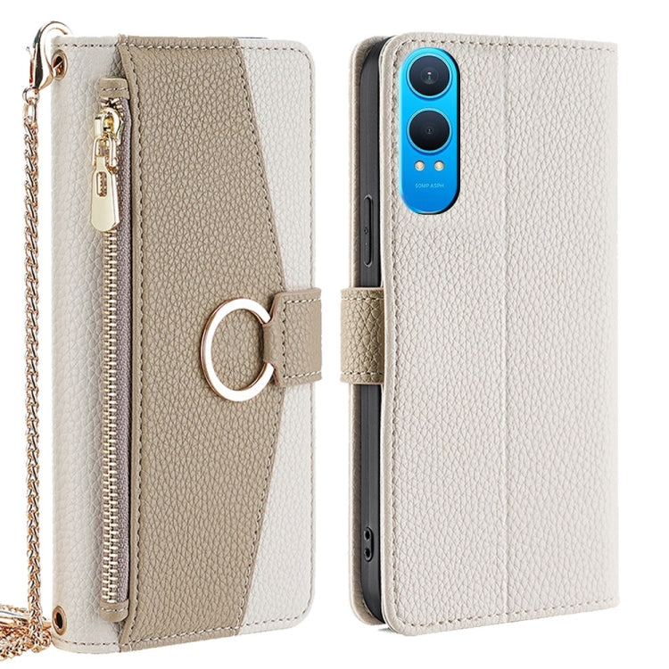 For OnePlus Nord CE 4 Lite 5G Crossbody Litchi Texture Leather Phone Case(White) - OnePlus Cases by PMC TechLife | Online Shopping South Africa | PMC TechLife | Buy Now Pay Later Mobicred