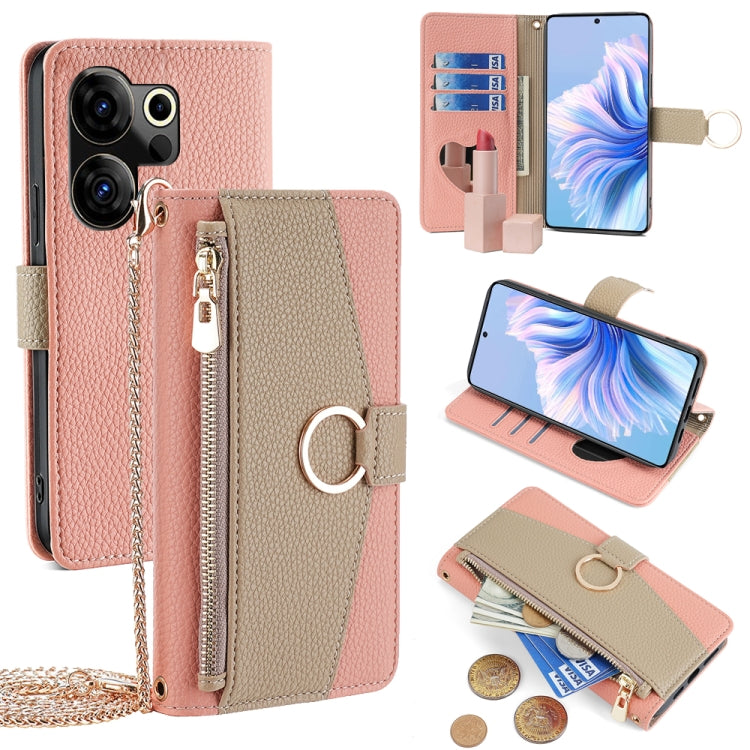 For Tecno Camon 20 Premier 5G Crossbody Litchi Texture Leather Phone Case(Pink) - Tecno Cases by PMC TechLife | Online Shopping South Africa | PMC TechLife | Buy Now Pay Later Mobicred