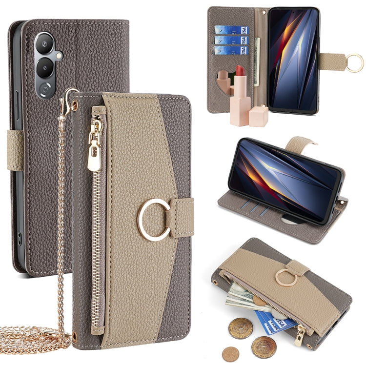 For Tecno Pova 4 Crossbody Litchi Texture Leather Phone Case(Grey) - Tecno Cases by PMC TechLife | Online Shopping South Africa | PMC TechLife | Buy Now Pay Later Mobicred