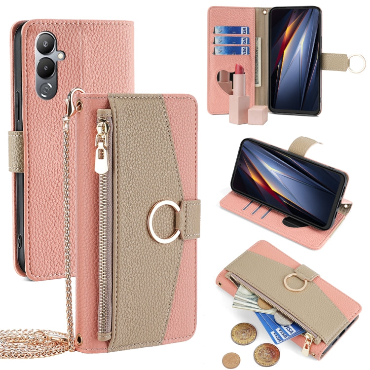 For Tecno Pova 4 Crossbody Litchi Texture Leather Phone Case(Pink) - Tecno Cases by PMC TechLife | Online Shopping South Africa | PMC TechLife | Buy Now Pay Later Mobicred