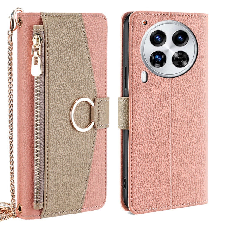 For Tecno Camon 30 Premier 5G Crossbody Litchi Texture Leather Phone Case(Pink) - Tecno Cases by PMC TechLife | Online Shopping South Africa | PMC TechLife | Buy Now Pay Later Mobicred