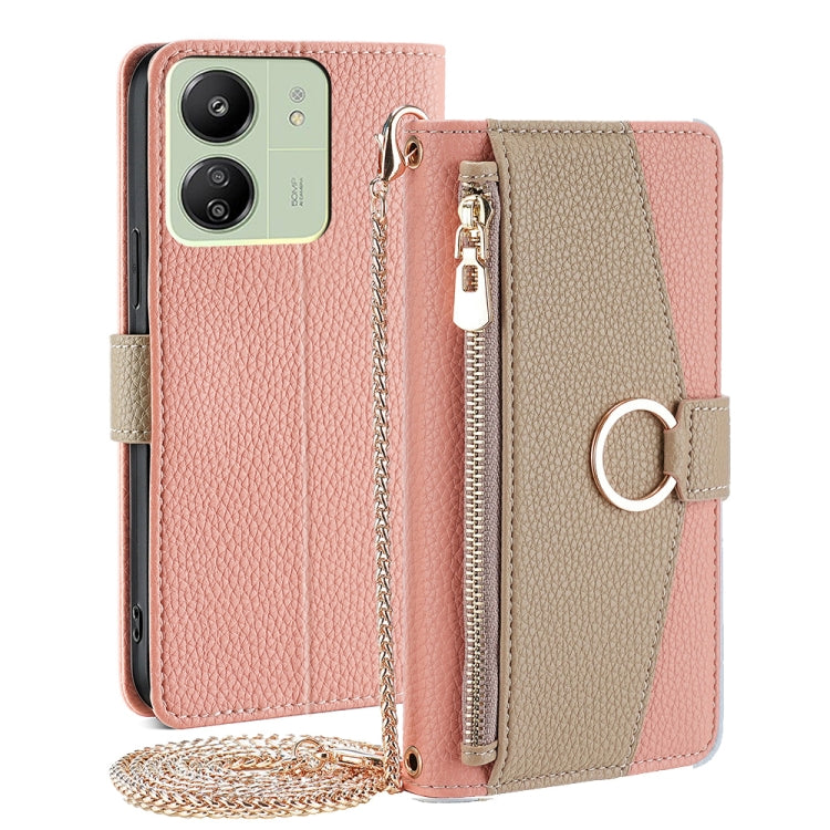 For Xiaomi Redmi 13C Crossbody Litchi Texture Leather Phone Case(Pink) - 13C Cases by PMC TechLife | Online Shopping South Africa | PMC TechLife | Buy Now Pay Later Mobicred