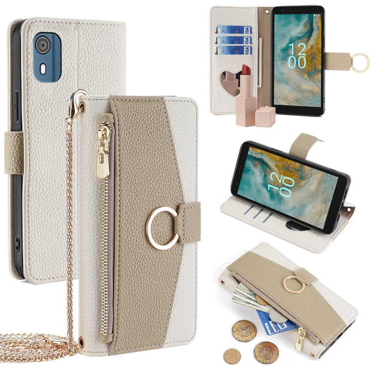For Nokia C02 TA-1522 Crossbody Litchi Texture Leather Phone Case(White) - Nokia Cases by PMC TechLife | Online Shopping South Africa | PMC TechLife | Buy Now Pay Later Mobicred