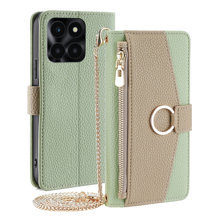 For Honor X6a 4G Crossbody Litchi Texture Leather Phone Case(Green) - Honor Cases by PMC TechLife | Online Shopping South Africa | PMC TechLife | Buy Now Pay Later Mobicred