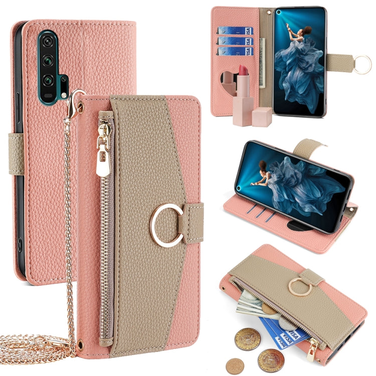 For Honor 20 Pro Crossbody Litchi Texture Leather Phone Case(Pink) - Honor Cases by PMC TechLife | Online Shopping South Africa | PMC TechLife | Buy Now Pay Later Mobicred