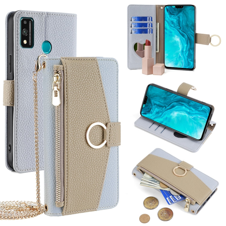For Honor 9X Lite Crossbody Litchi Texture Leather Phone Case(Blue) - Honor Cases by PMC TechLife | Online Shopping South Africa | PMC TechLife | Buy Now Pay Later Mobicred
