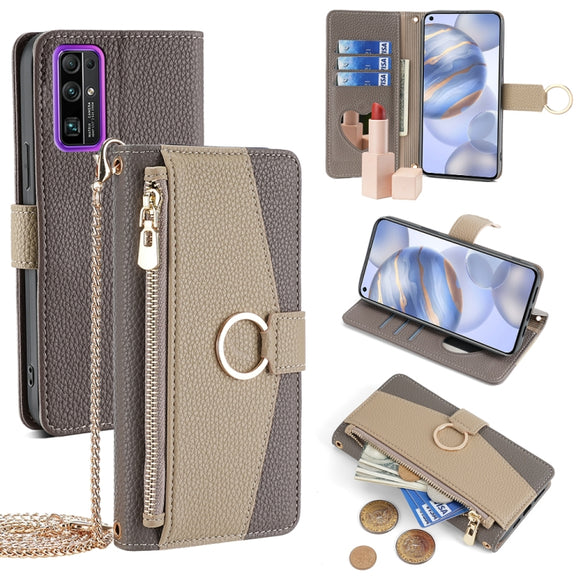 For Honor 30 Crossbody Litchi Texture Leather Phone Case(Grey)