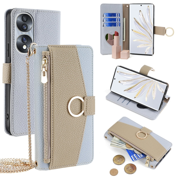 For Honor 70 Crossbody Litchi Texture Leather Phone Case(Blue) - Honor Cases by PMC TechLife | Online Shopping South Africa | PMC TechLife | Buy Now Pay Later Mobicred