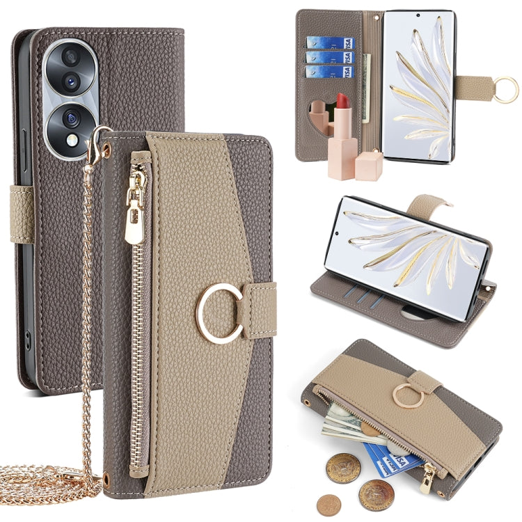 For Honor 70 Crossbody Litchi Texture Leather Phone Case(Grey) - Honor Cases by PMC TechLife | Online Shopping South Africa | PMC TechLife | Buy Now Pay Later Mobicred