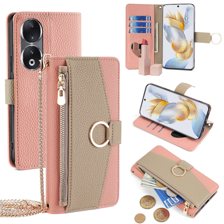 For Honor 90 5G Crossbody Litchi Texture Leather Phone Case(Pink) - Honor Cases by PMC TechLife | Online Shopping South Africa | PMC TechLife | Buy Now Pay Later Mobicred
