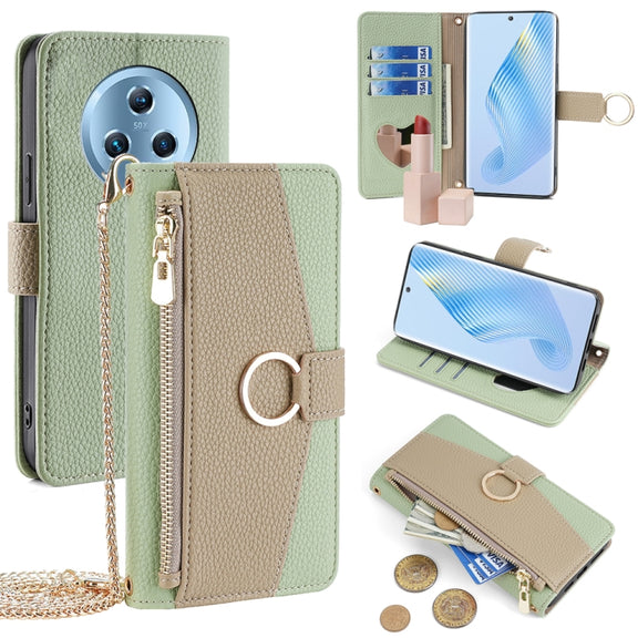 For Honor Magic5 Crossbody Litchi Texture Leather Phone Case(Green)