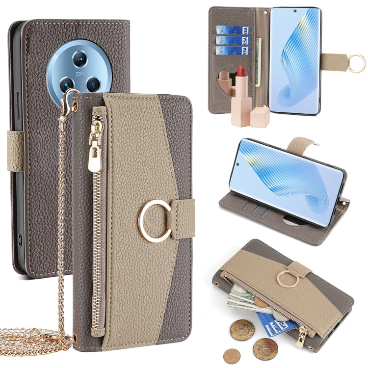 For Honor Magic5 Crossbody Litchi Texture Leather Phone Case(Grey) - Honor Cases by PMC TechLife | Online Shopping South Africa | PMC TechLife | Buy Now Pay Later Mobicred