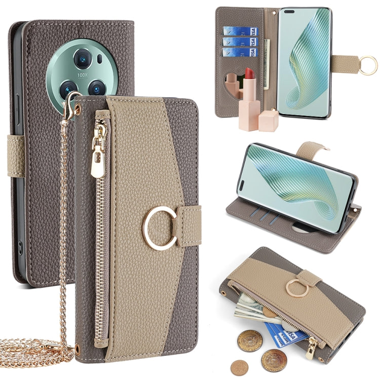 For Honor Magic5 Pro Crossbody Litchi Texture Leather Phone Case(Grey) - Honor Cases by PMC TechLife | Online Shopping South Africa | PMC TechLife | Buy Now Pay Later Mobicred