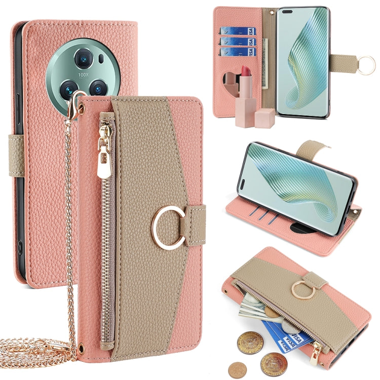For Honor Magic5 Pro Crossbody Litchi Texture Leather Phone Case(Pink) - Honor Cases by PMC TechLife | Online Shopping South Africa | PMC TechLife | Buy Now Pay Later Mobicred
